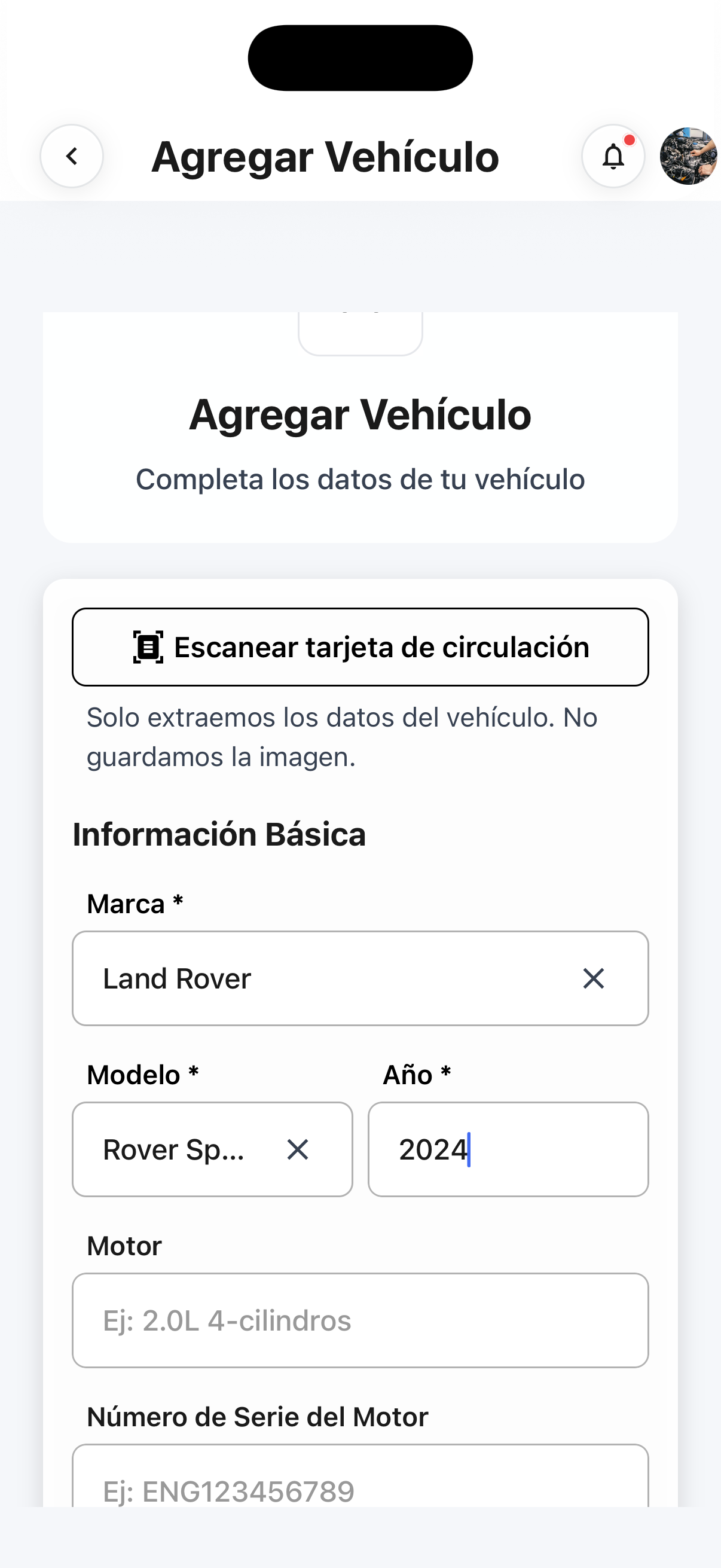Escanea la tarjeta de circulación