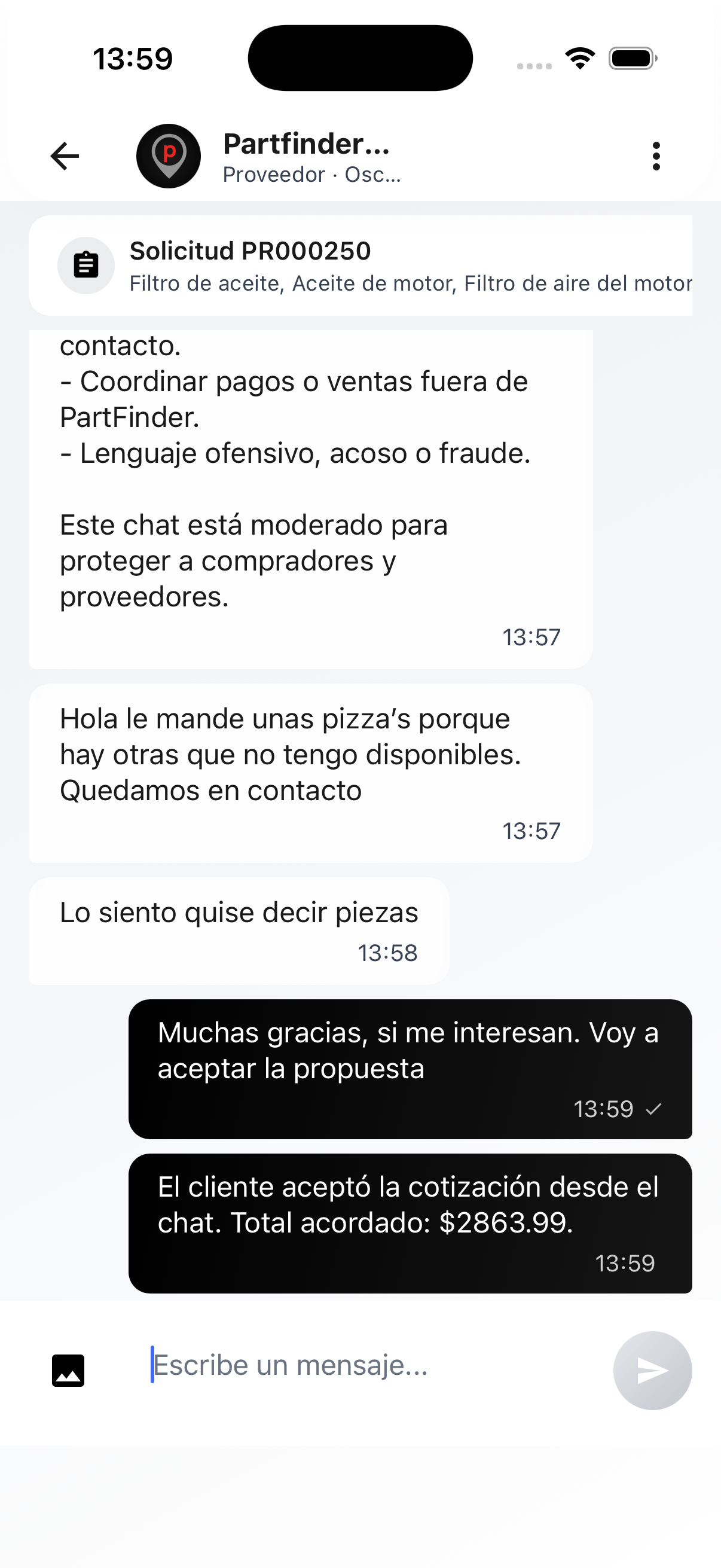 Chatea y coordina la entrega
